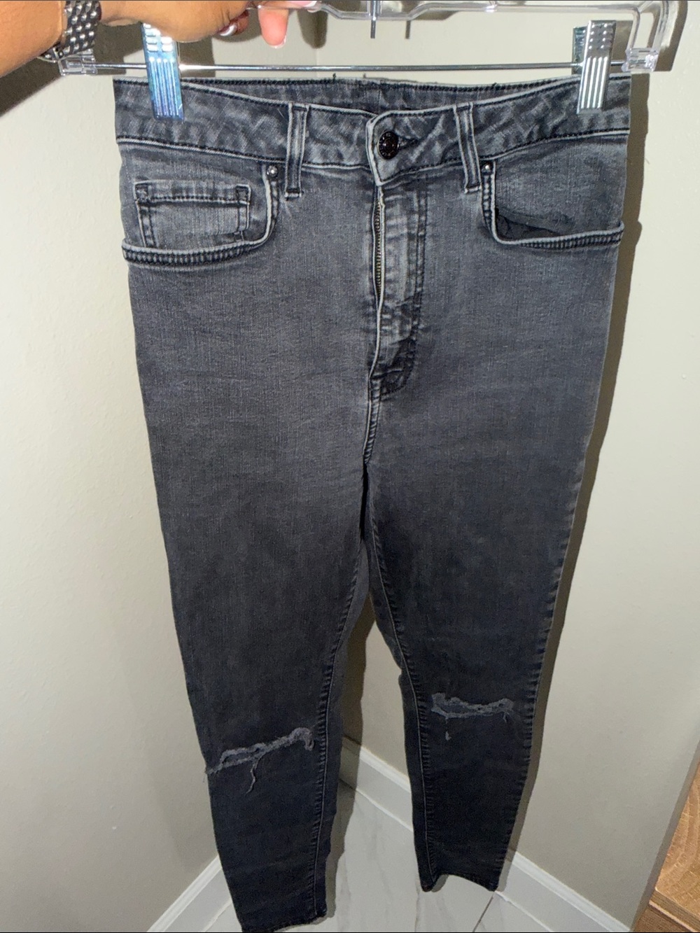 Men's Black Washed Slim Jeans